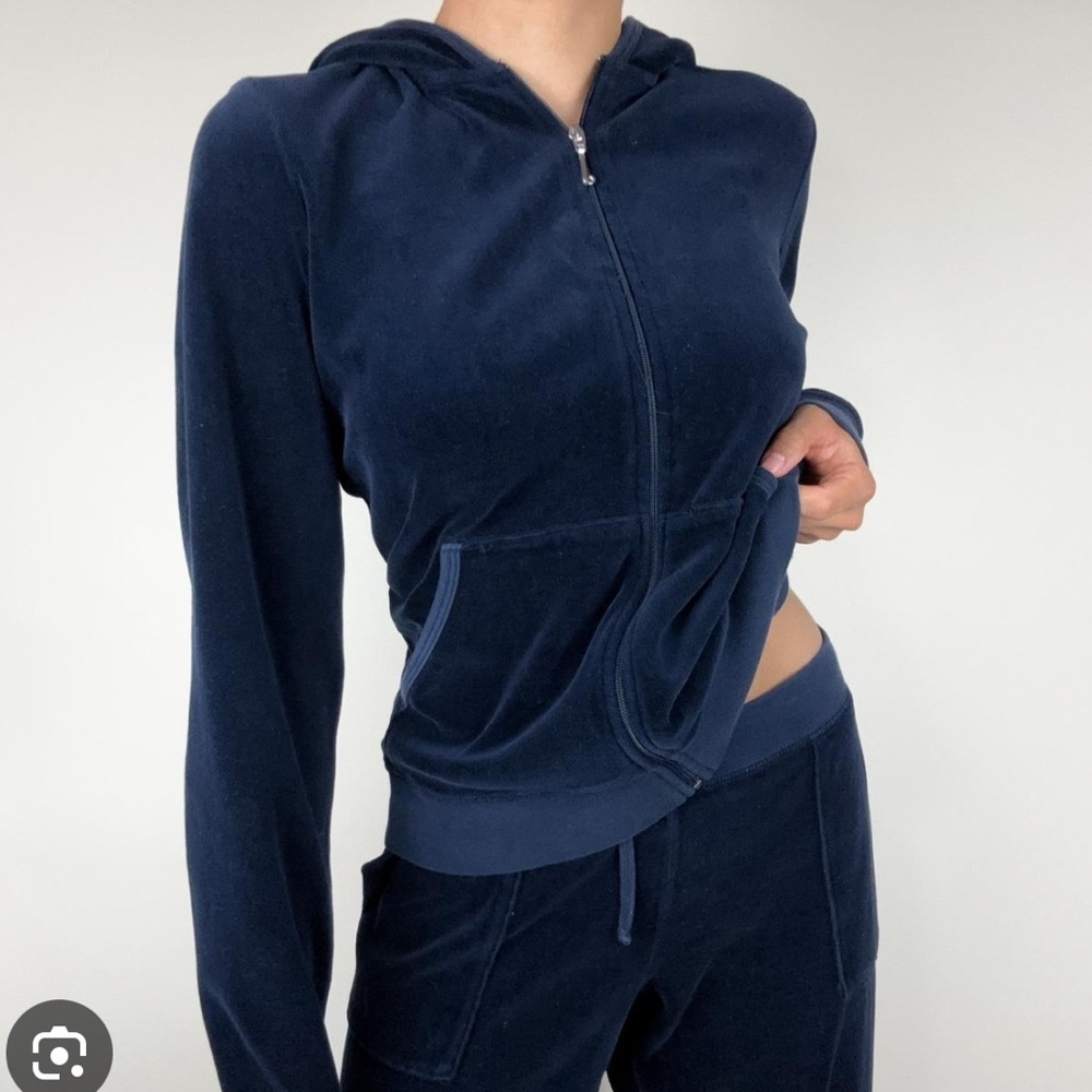 Juicy Couture Navy Velour Zip Hoodie